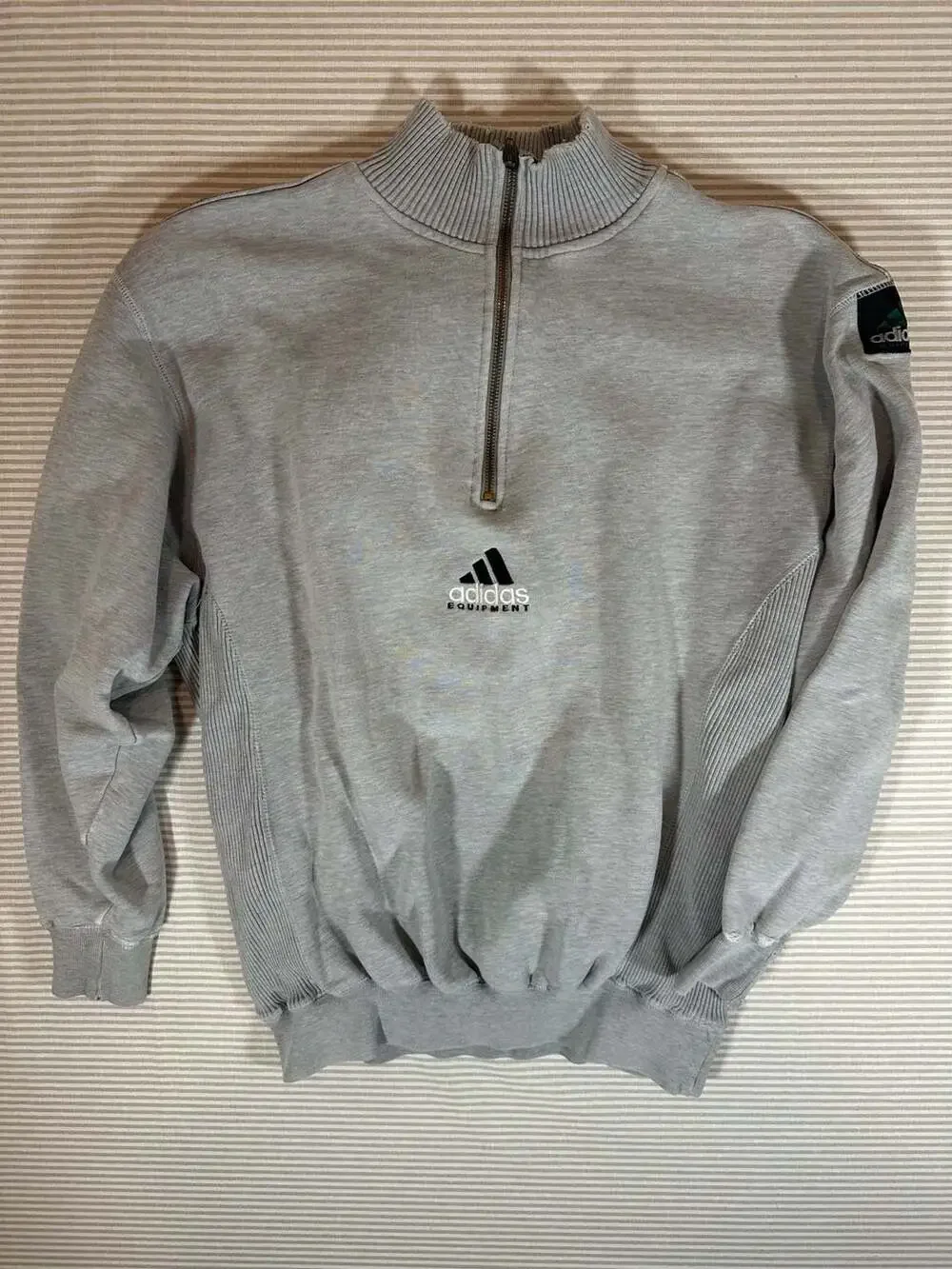 Vintage 90s Adidas Equipment Quarter Zip Sweatshirt Grey